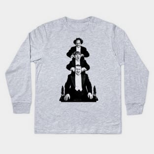 The Three Stooges - Vintage 80s // Pencil Drawing Style Kids Long Sleeve T-Shirt